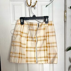 Yellow and white plaid mini skirt